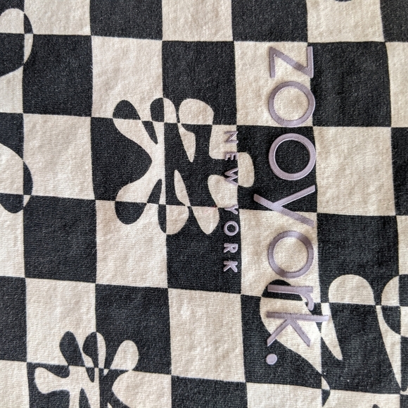 Men's #ZooYork T-Shirt Black &  White checkered design. Front crocheted logo. - Picture 2 of 2